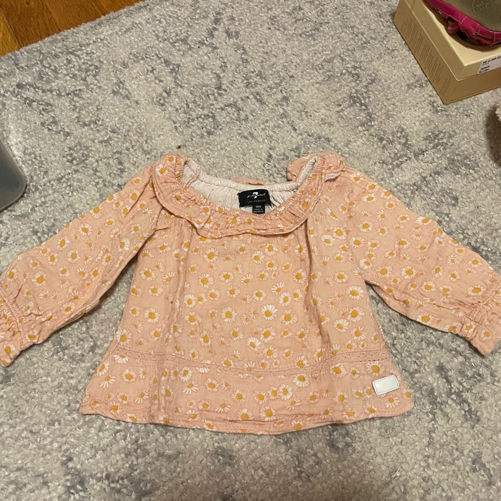 Toddler 18 months 7 for all mankind pink retro flowered shirt